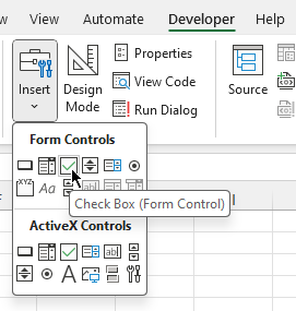 I can not find in Insert menu Checkbox - Microsoft Q&A