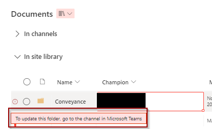 Can't quickedit library columns associated with a MS Teams channel ...