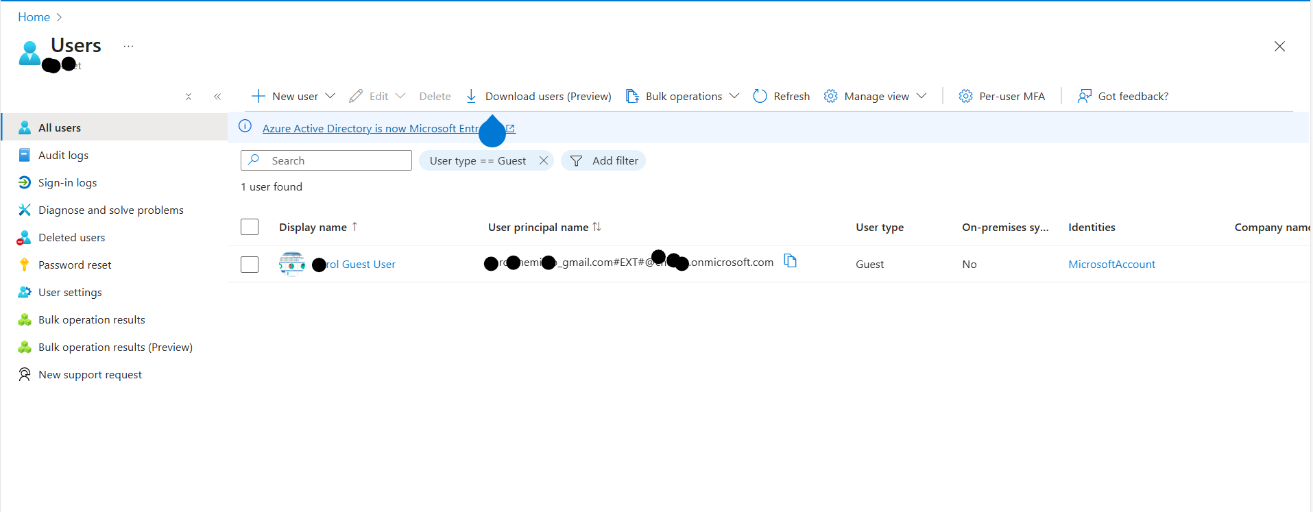 I can't invite an external user because alledgedgly its account exists ...