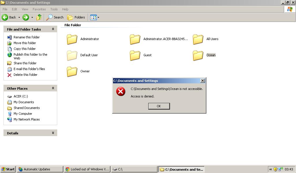 Windows XP Home - Folder Access Denied! - Microsoft Q&A