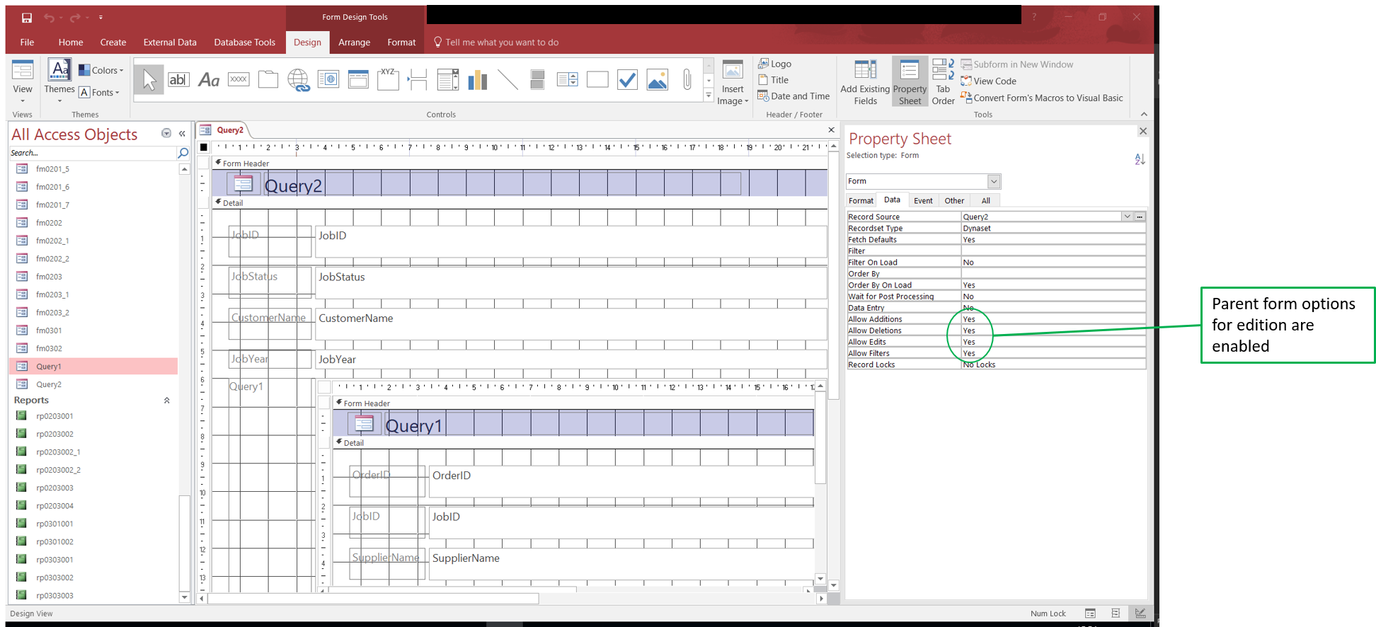 Linked tables from MySQL server and forms with embedded subforms ...