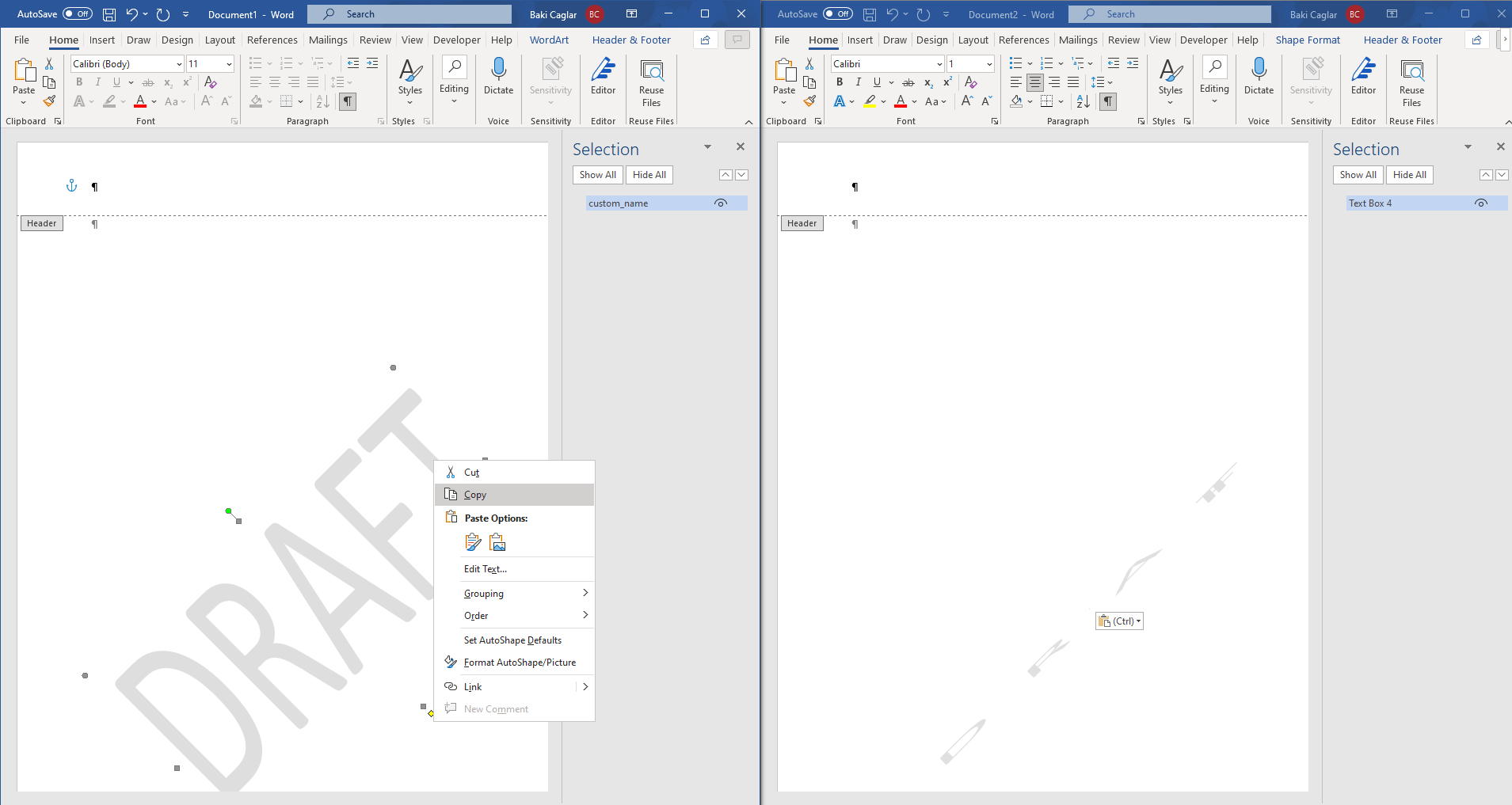 Word - Issue on copy/paste documents with watermarks with a custom name ...