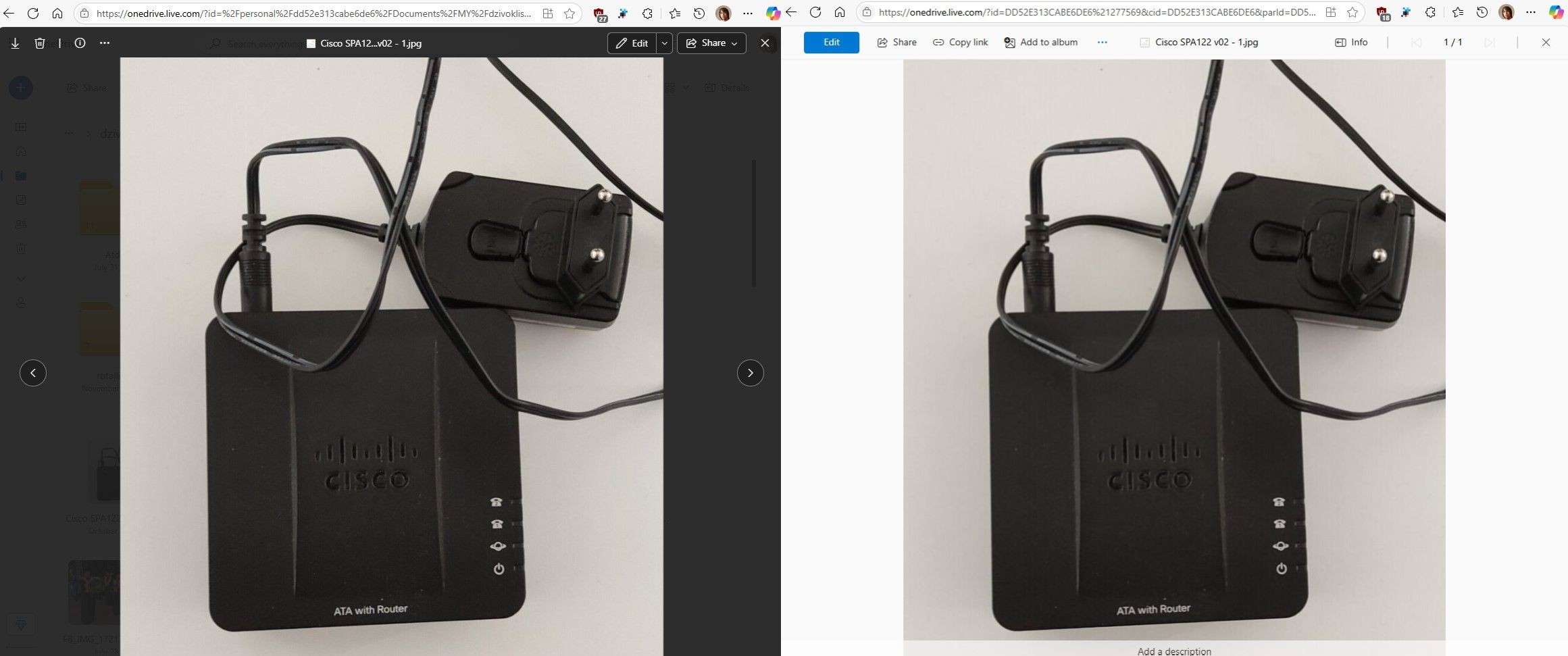 impossible to browse Onedrive photos in browser when using a shared ...