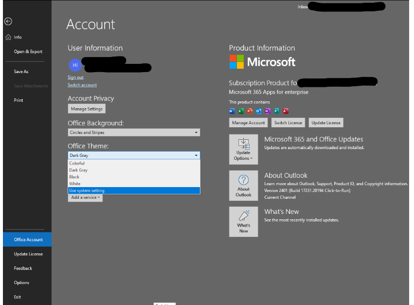 Outlook classic ribbon has changed to light grey. How to change it back ...