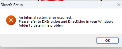 DirectX install failing when launching new game, manual installation ...