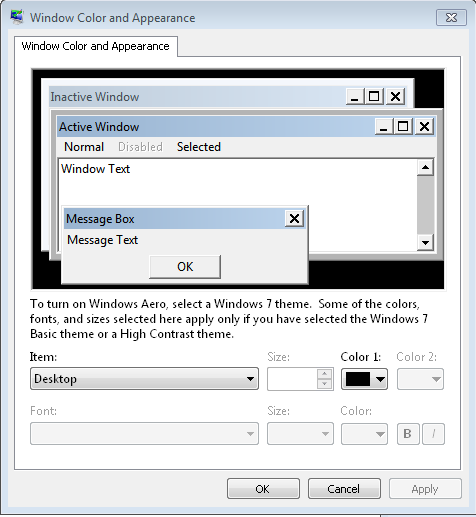 I cannot see my default Windows Color and Appearance - Microsoft Q&A