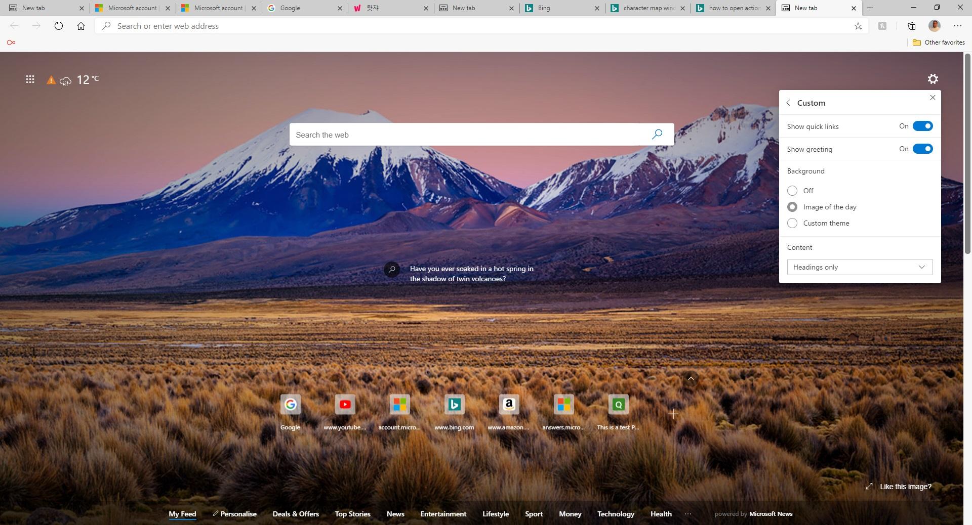 Temperature on Ms edge screen - Microsoft Q&A