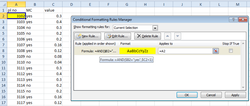 combine two formula in conditional formatting - Microsoft Q&A