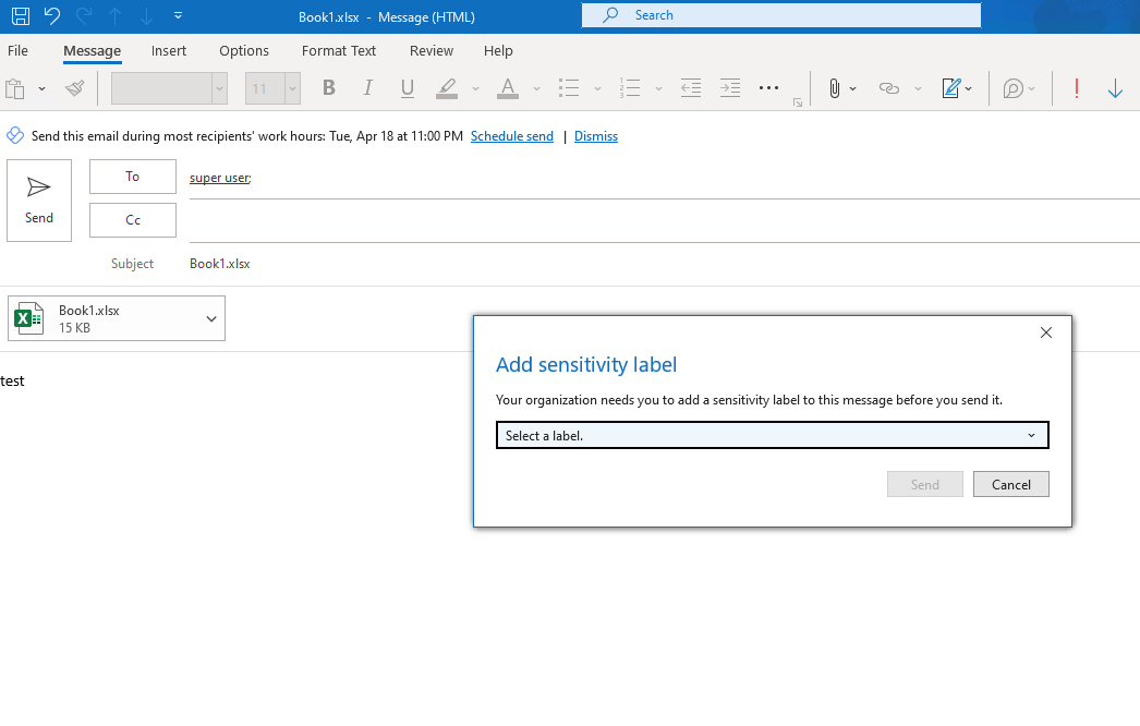 Auto Labelling not applying to Attachment sent to Outlook from Excel ...