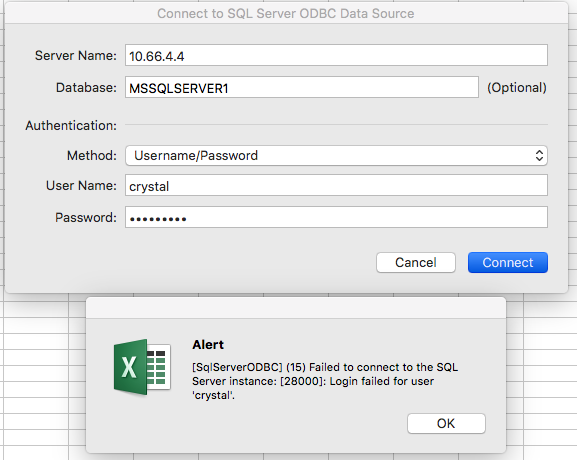 Excel 2016 for Mac SQL Server ODBC issues with connecting to SQL Server ...