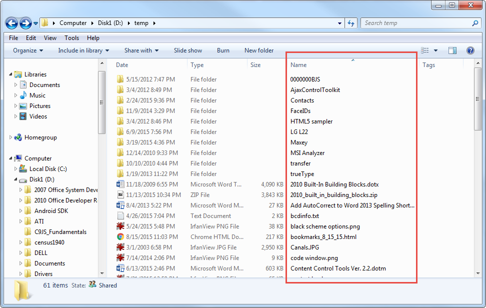 Files in a list format on the RIGHT side when I open a folder ...