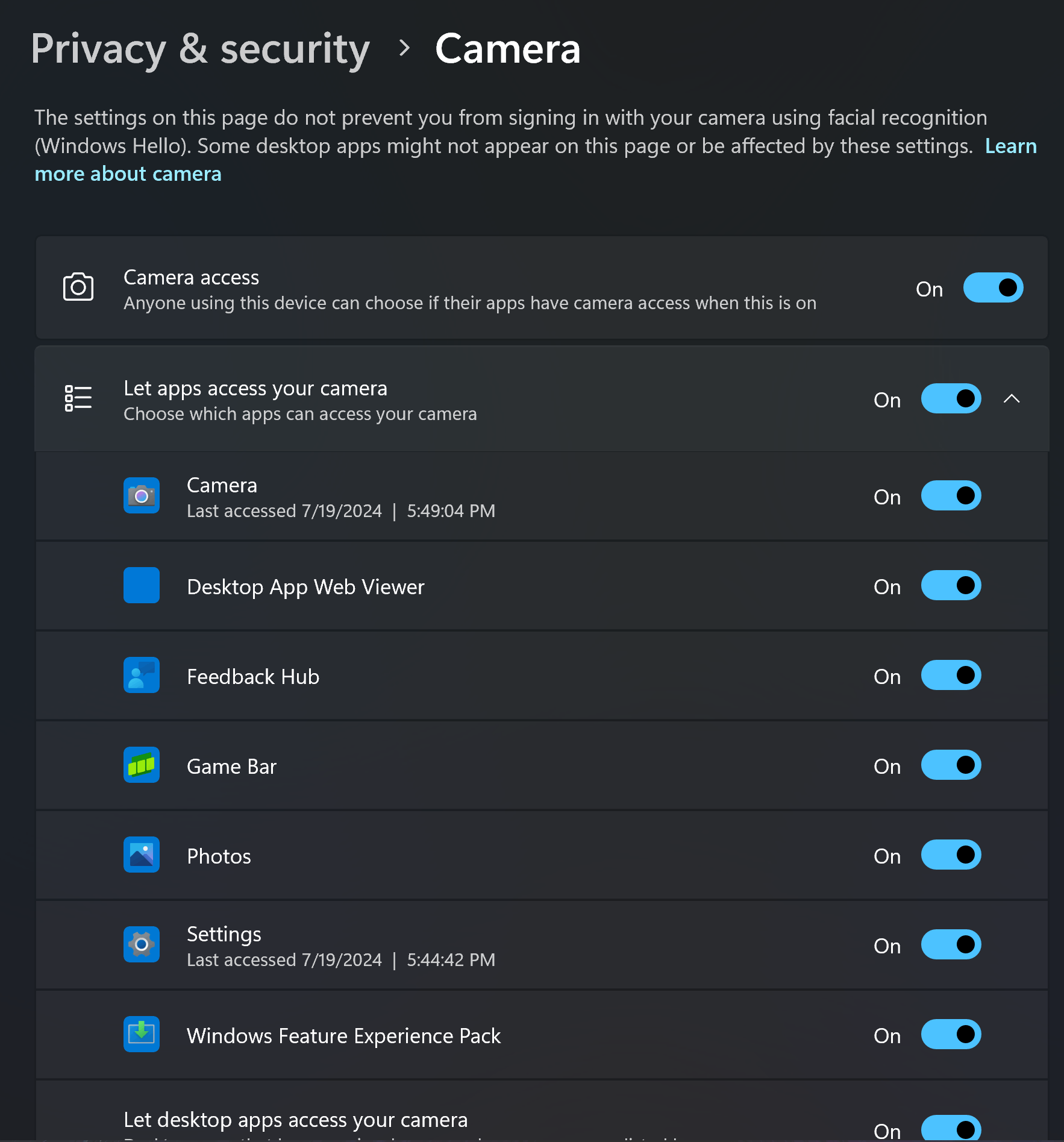 Cannot setup facial recognition. Stuck at 