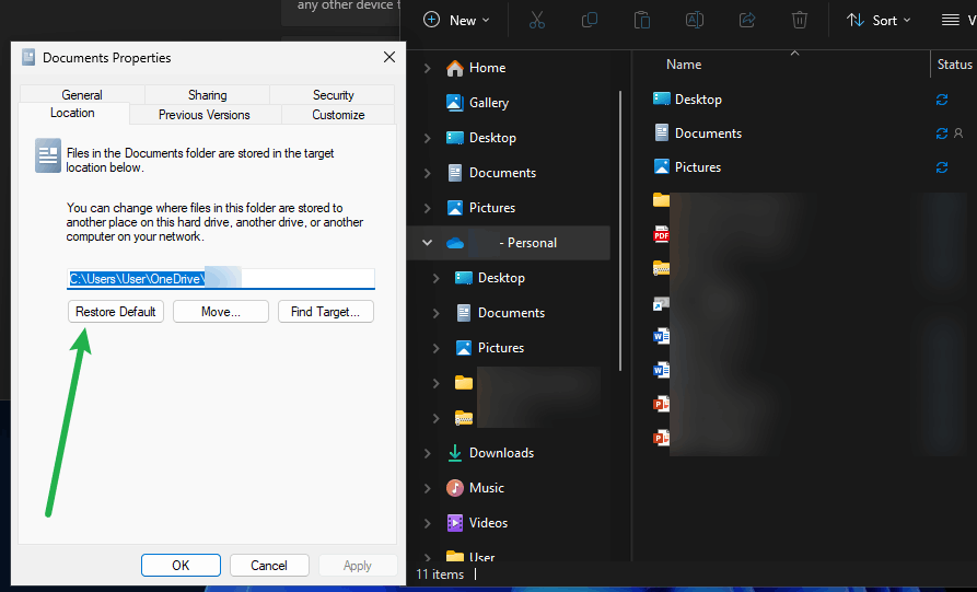 i cant move out documents and pictures folder out of my onedrive ...
