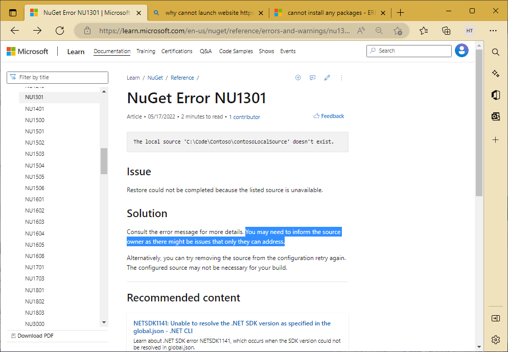 cannot install any packages - ERROR -https://packagesource!!!PL HELP ...