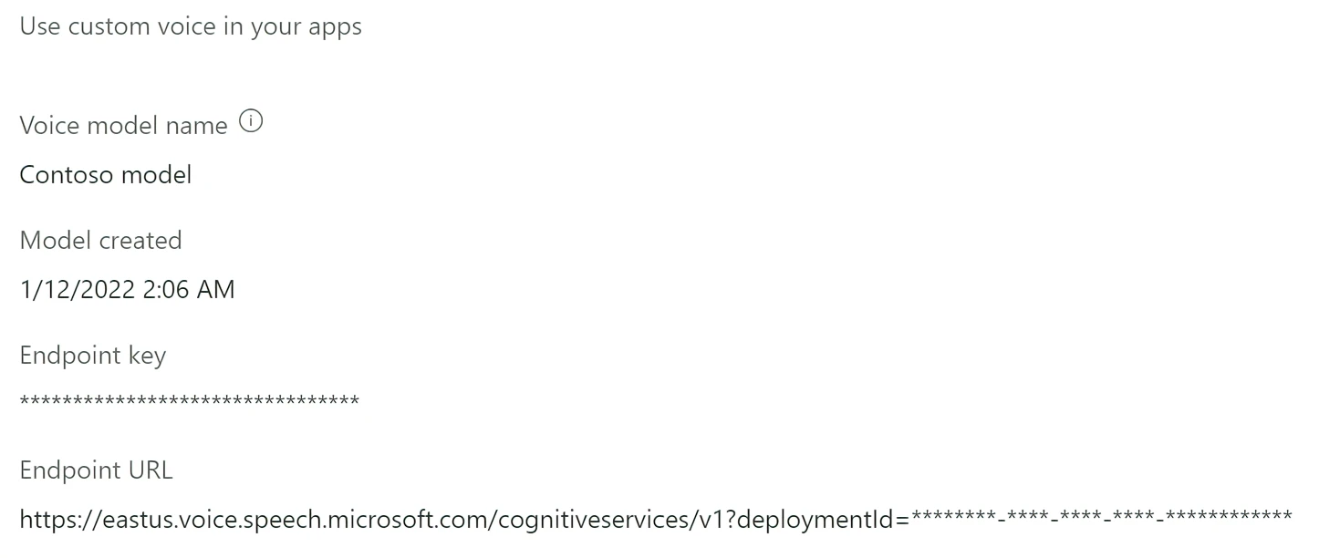 Screenshot of custom endpoint app settings in Speech Studio.