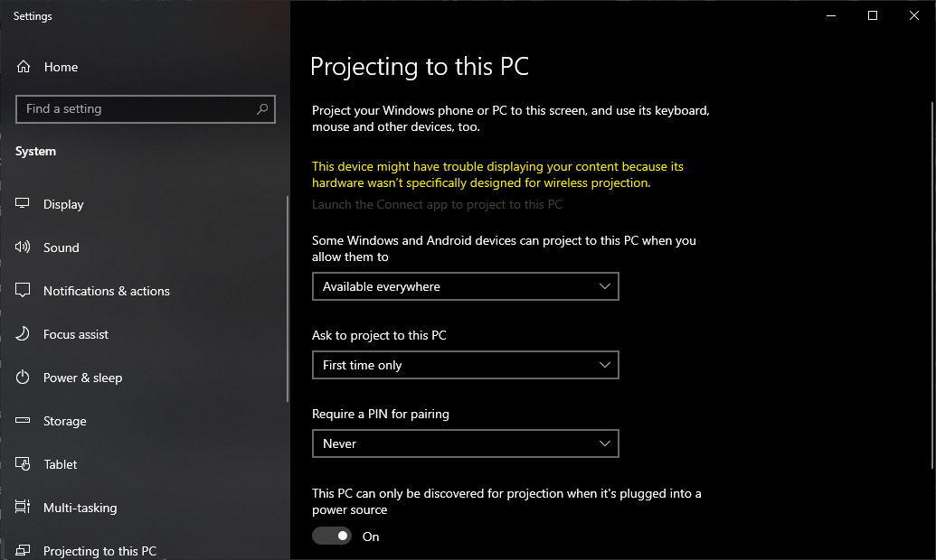 Projecting to this PC - hardware requirements? - Microsoft Q&A