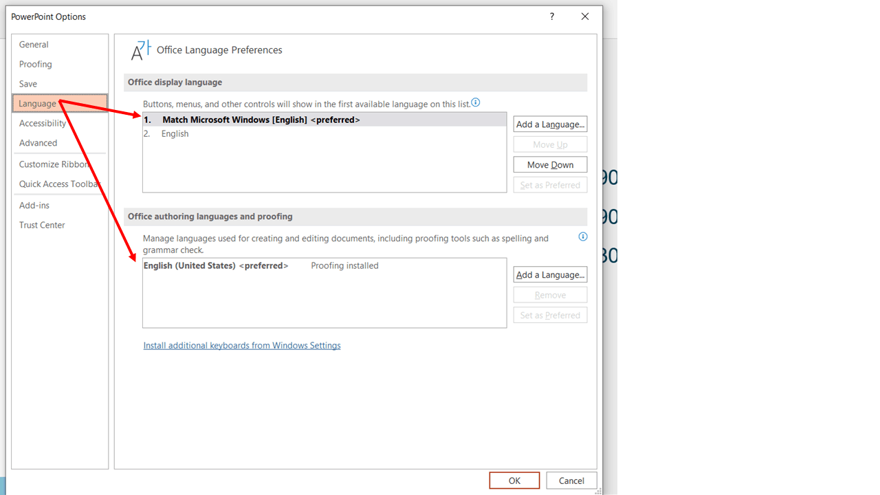 Proofing Language Not Changing Globally - Microsoft Q&A