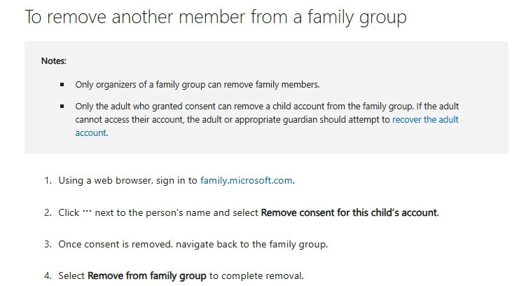 Why can't I remove a child from my family group? - Microsoft Q&A