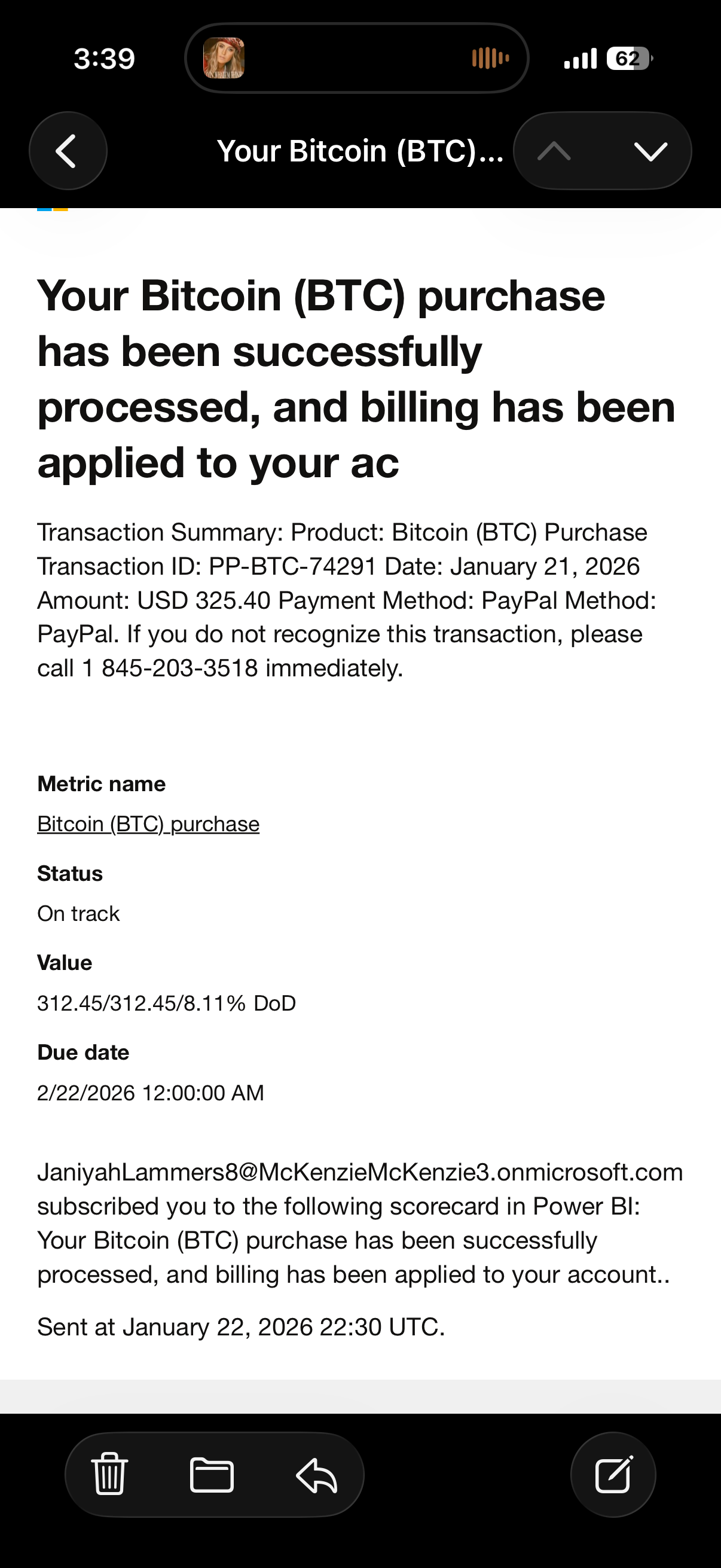 Payment Successfuly processed Mail from no-reply-powerbi@microsoft.com -  Microsoft Q&A
