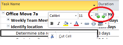 Microsoft Project 2010 indent and outdent - Microsoft Q&A