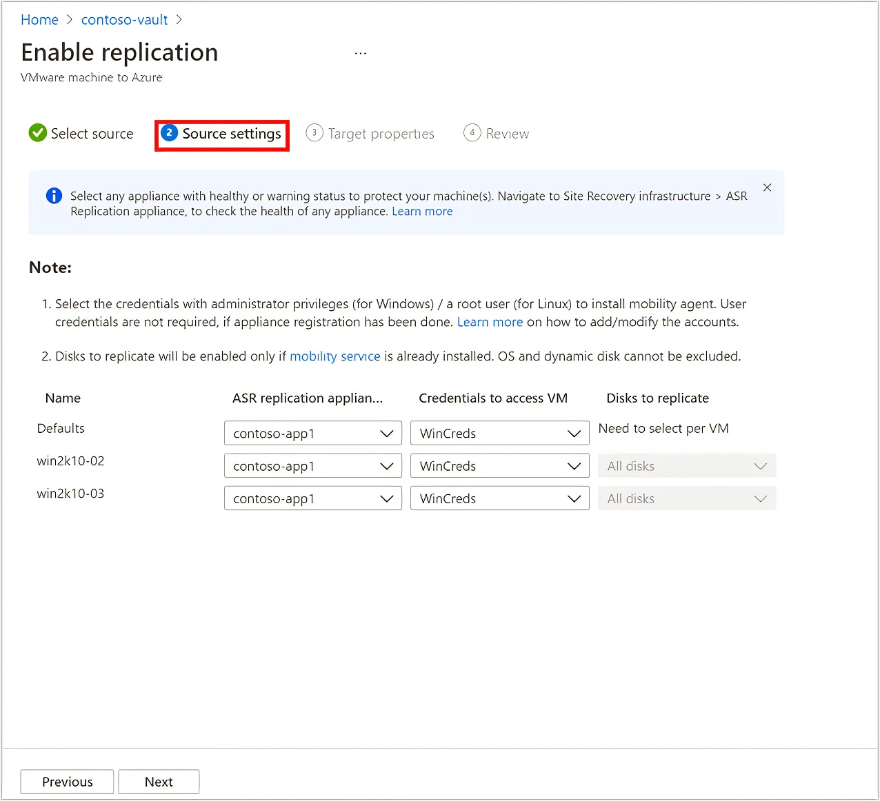 Source settings