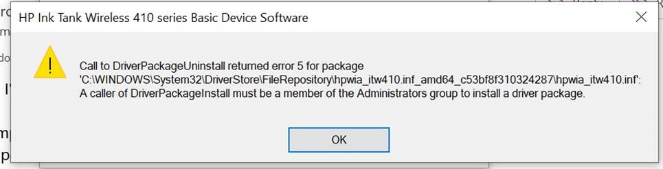 使うに問題ないです Error 2147467259: Failed to find driver packages to process