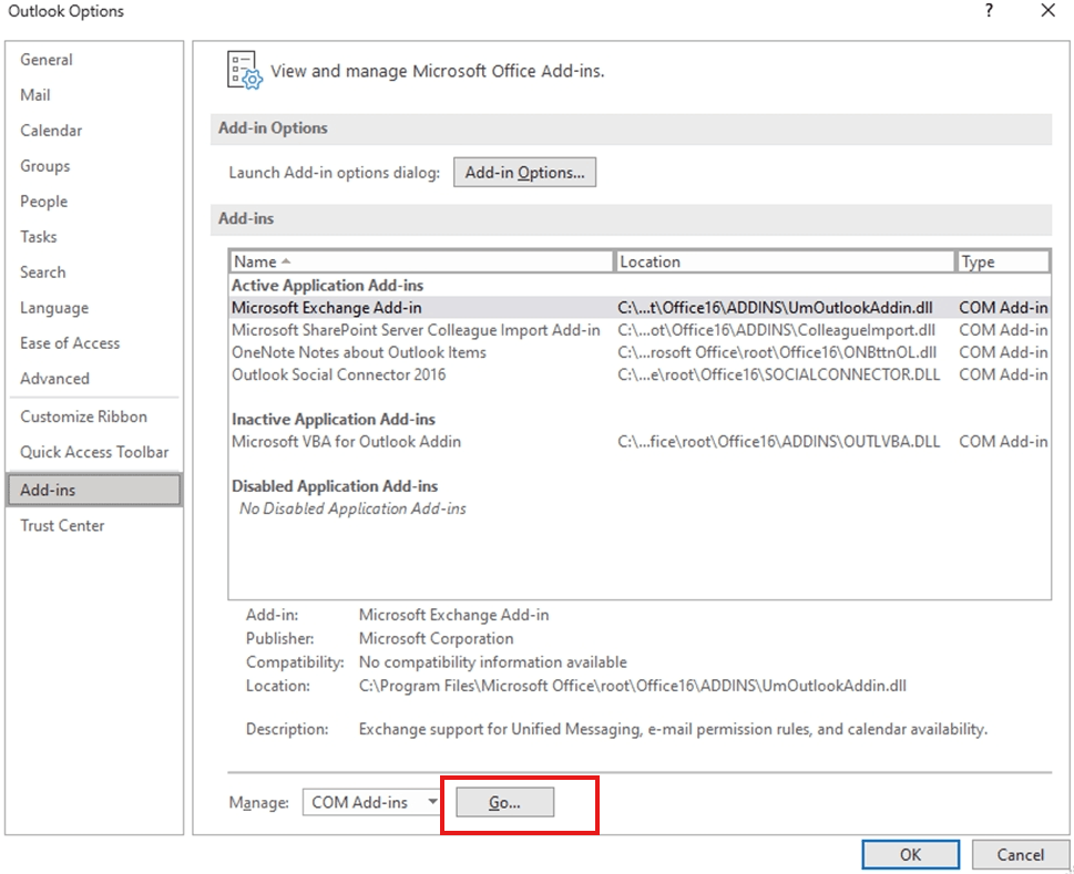 Outlook detects problem with add-in and freezes - Microsoft Q&A