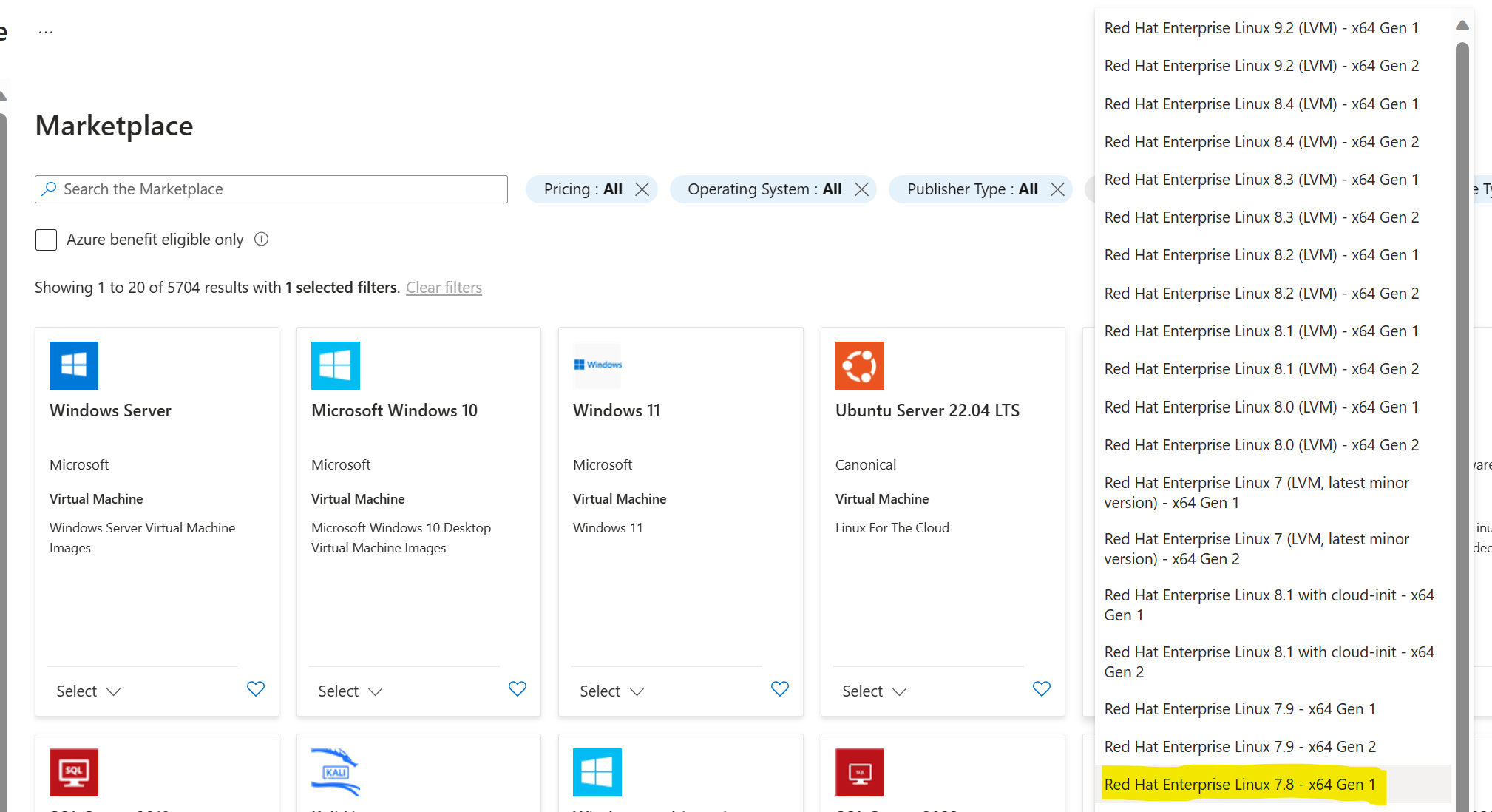 Portal issue with windows server image selection - Microsoft Q&A