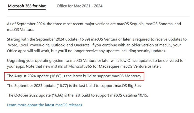 Microsoft 365 Family on a 2015 Macbook Pro running 12.7.6 - Microsoft Q&A
