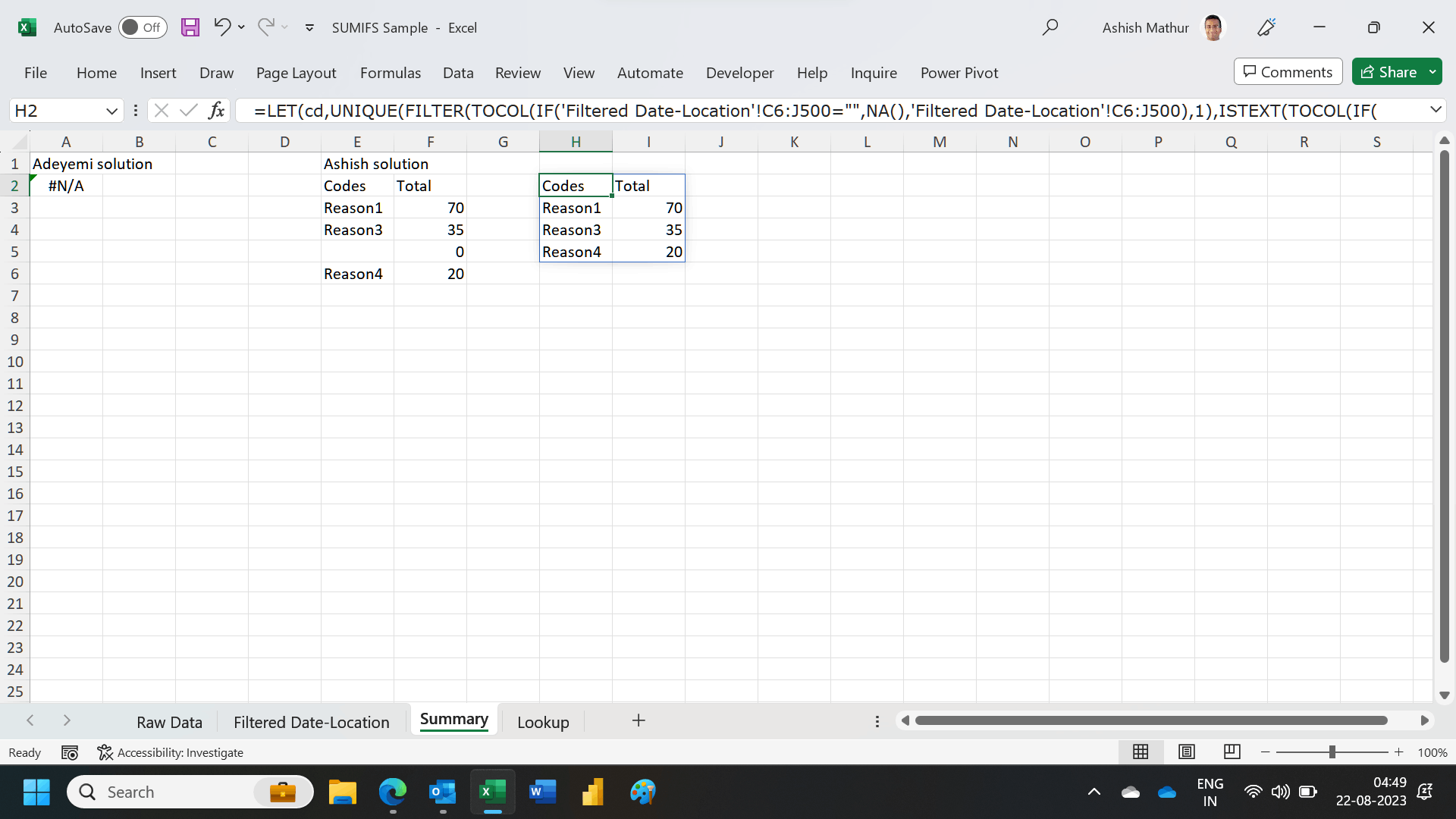 How to SUMIFS with dynamic arrays. - Microsoft Q&A