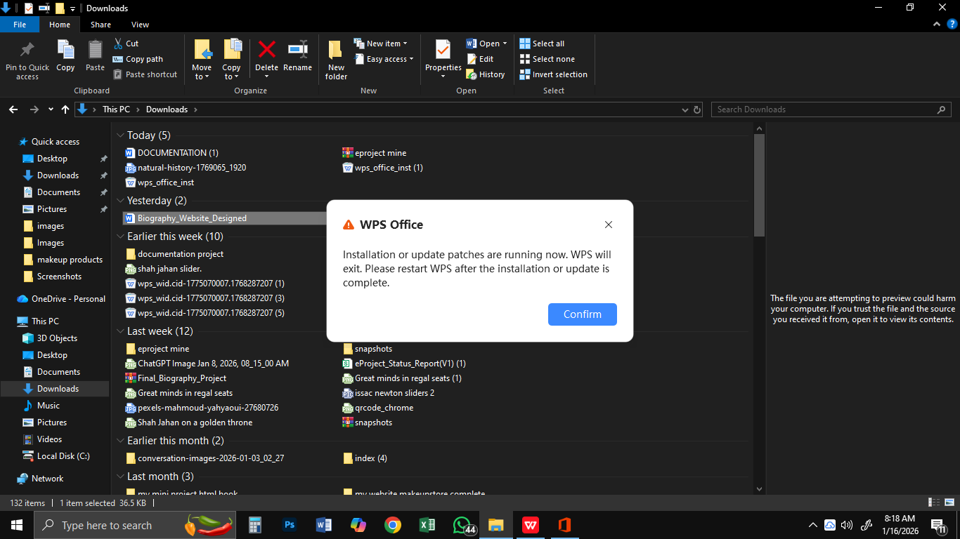 Screenshot of the reported issue