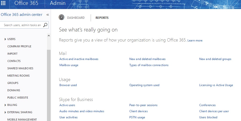 office 365 admin reports -email activity report missing from options ...