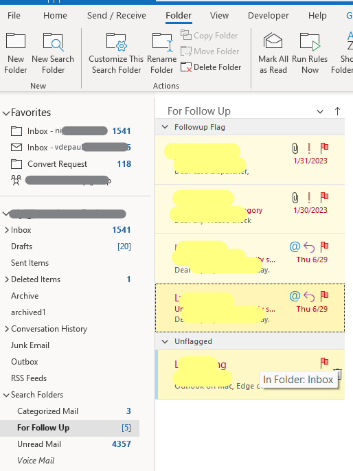 Flagging Items for Follow Up in Search Folders - 'The function cannot ...