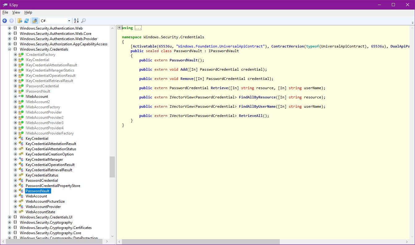Unable to resolve namespace for windows credential manager - Microsoft Q&A