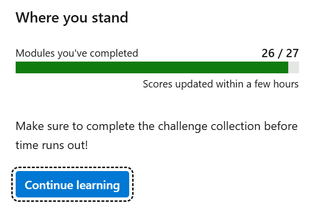Challenge has 26 modules but completion shows 26/27 - where is the ...