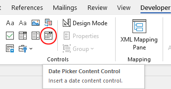 Date Picker Content Control