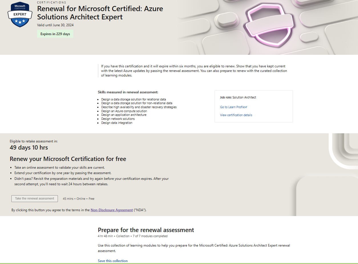 AZ305 certification renewal reminder email not received - Microsoft Q&A