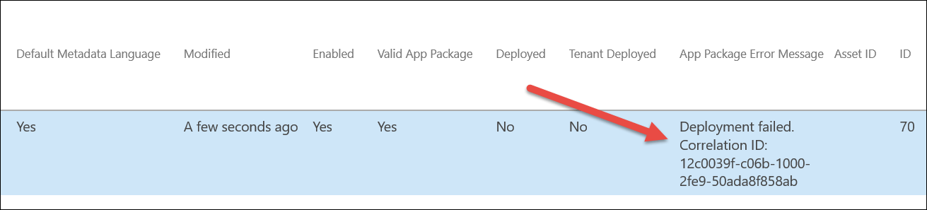 Deployment failed error