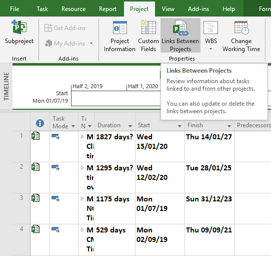 MSP 2016 subproject error - Microsoft Q&A