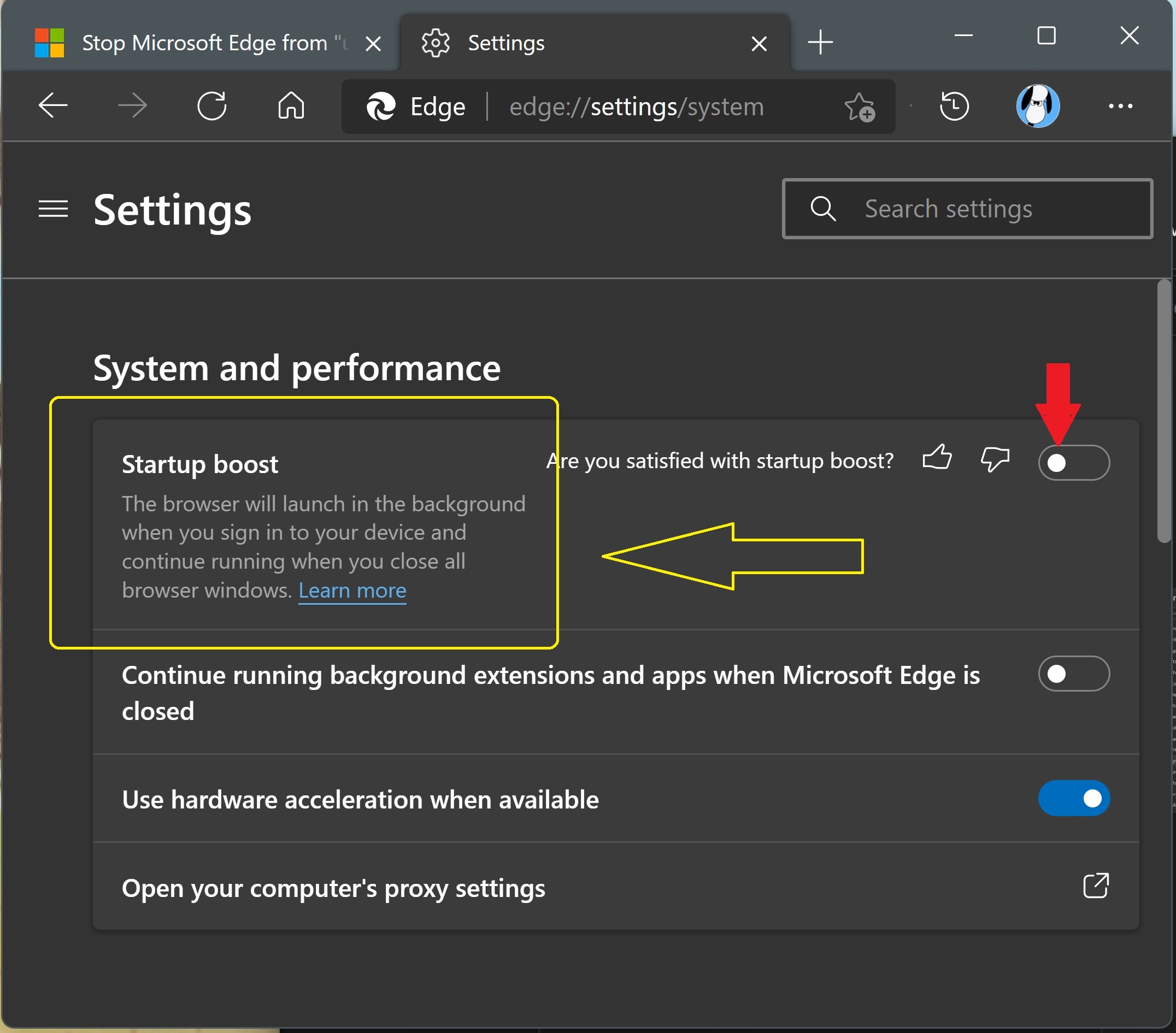 Stop Microsoft Edge from 