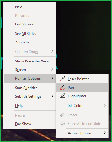 Pen menu disappear when playing a presentation - Microsoft Q&A