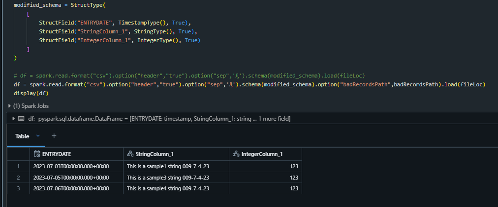 Issues while writing into bad_records path in Databricks