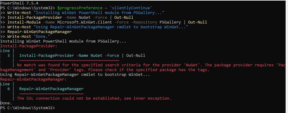 New Error message about SSL connection