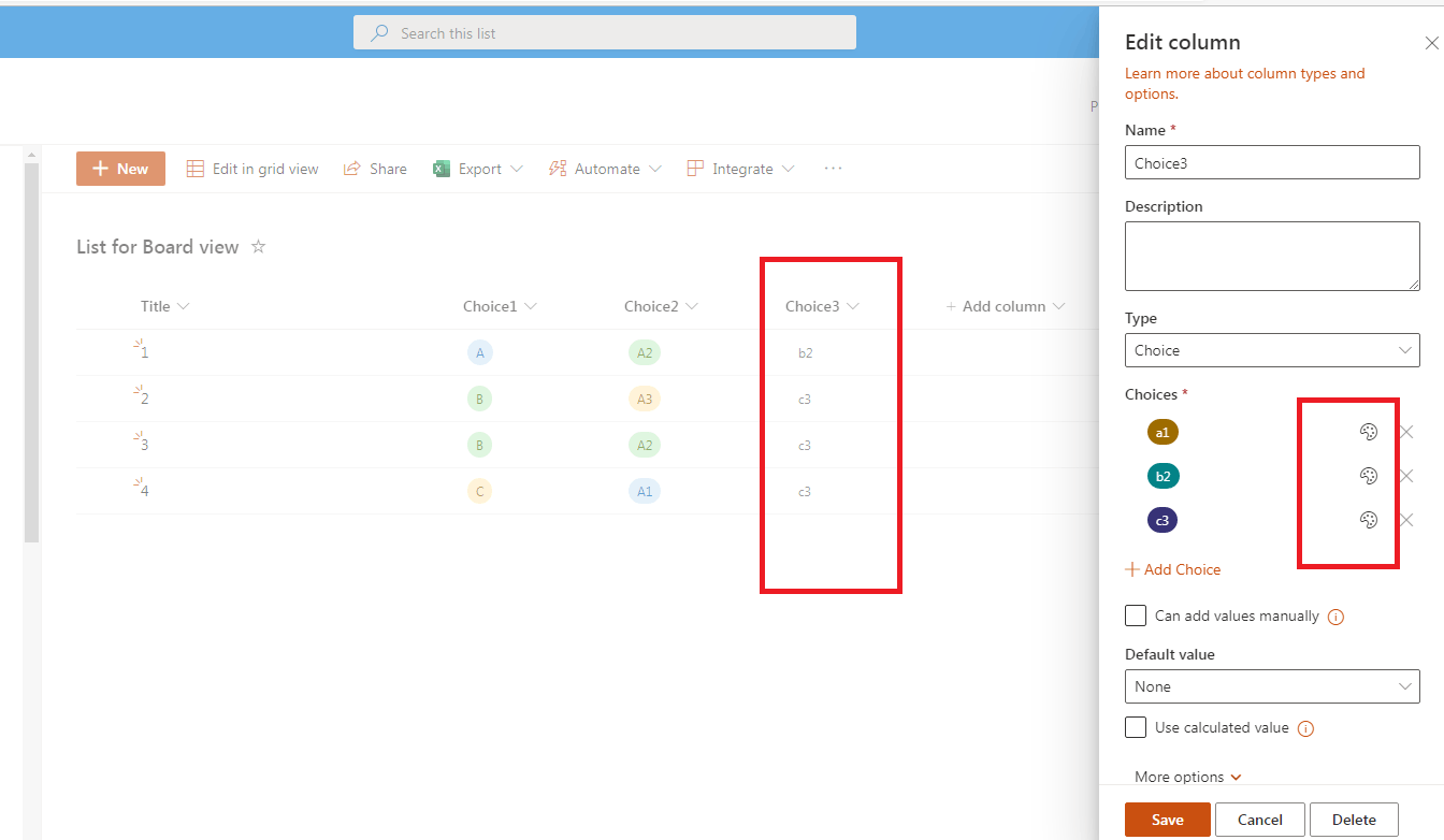 MS LISTS board view won't display choice formatting - Microsoft Q&A