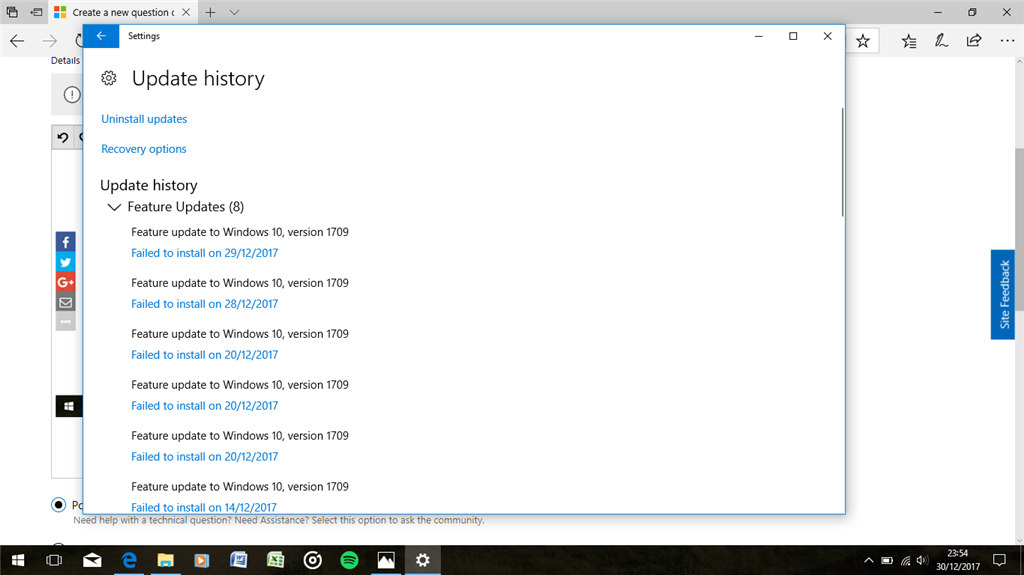 Failed to install feature update to Windows 10, version 1709 ...