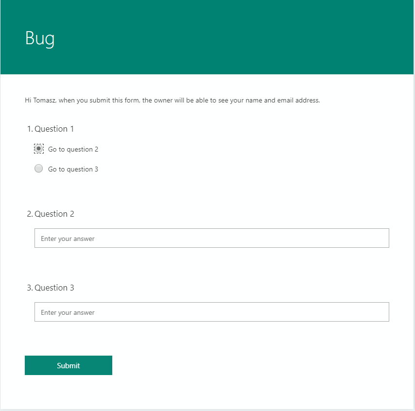 Forms branching bug - Microsoft Q&A
