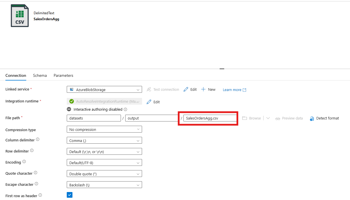 Output transformed data as CSV instead of parquet format - Microsoft Q&A