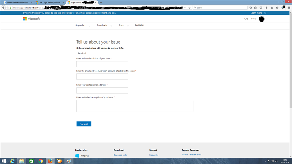 Still logged in .. even afer logging out in the microsoft support site ...