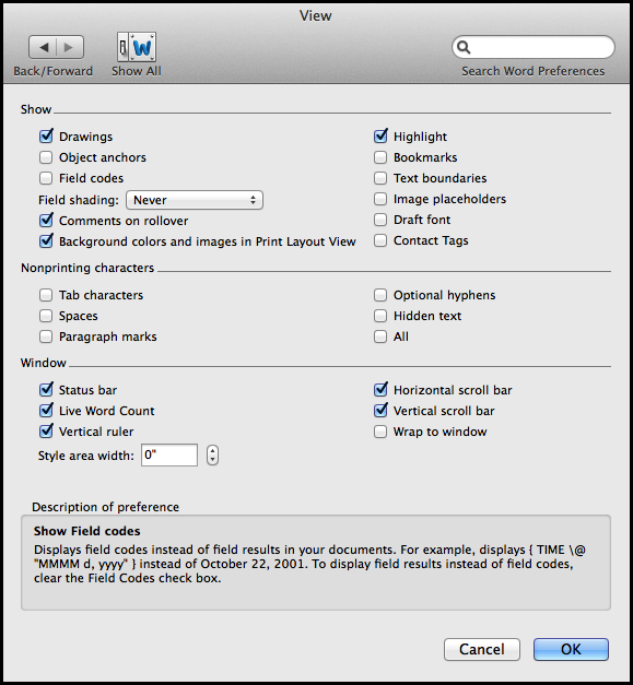 Unable to switch back from display of field codes - Microsoft Q&A