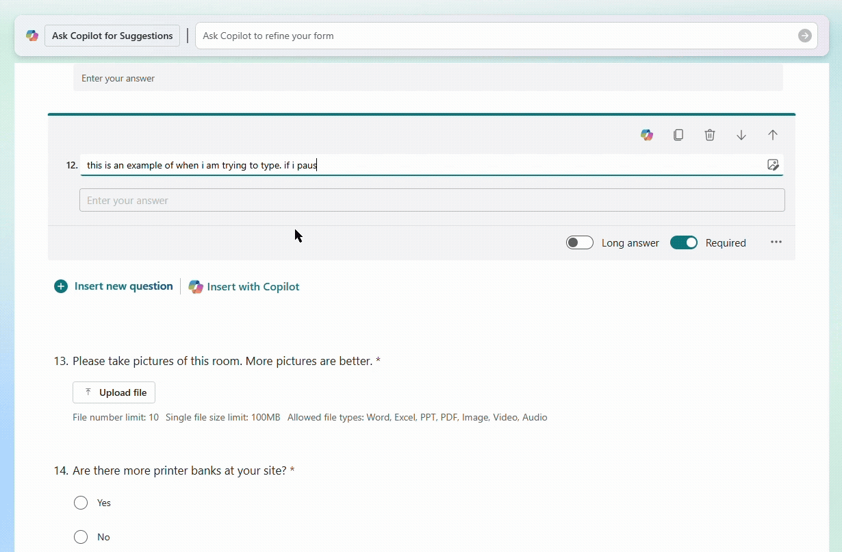 The Copilot Suggestions in Microsoft Forms are disruptive and unwanted ...